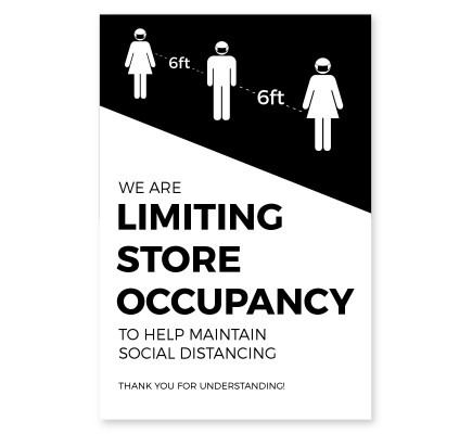 Store Occupancy Window Cling  6" x 4" Black Pack of 25 